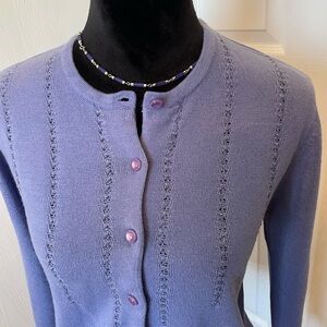 Koret Lavender Eyelet Knit Cardigan Size S
